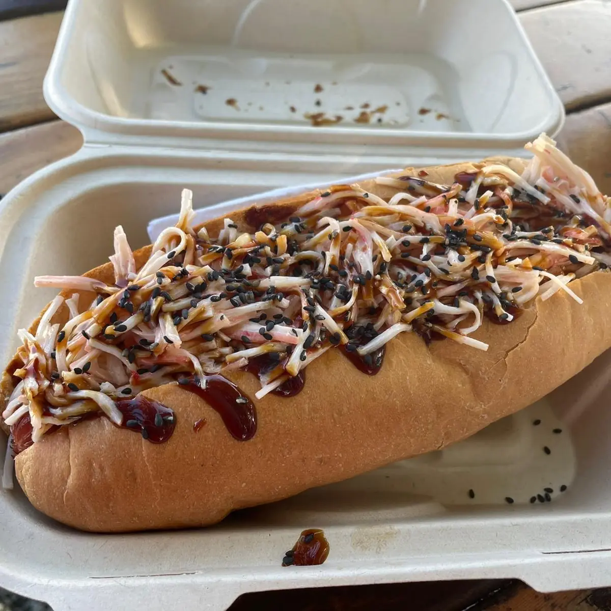 Spicy Crab Salad Hot Dog