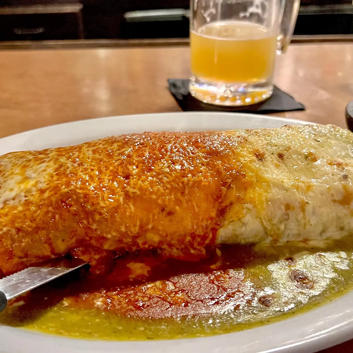 Half Chile Verde & Half Red Sauce Burrito