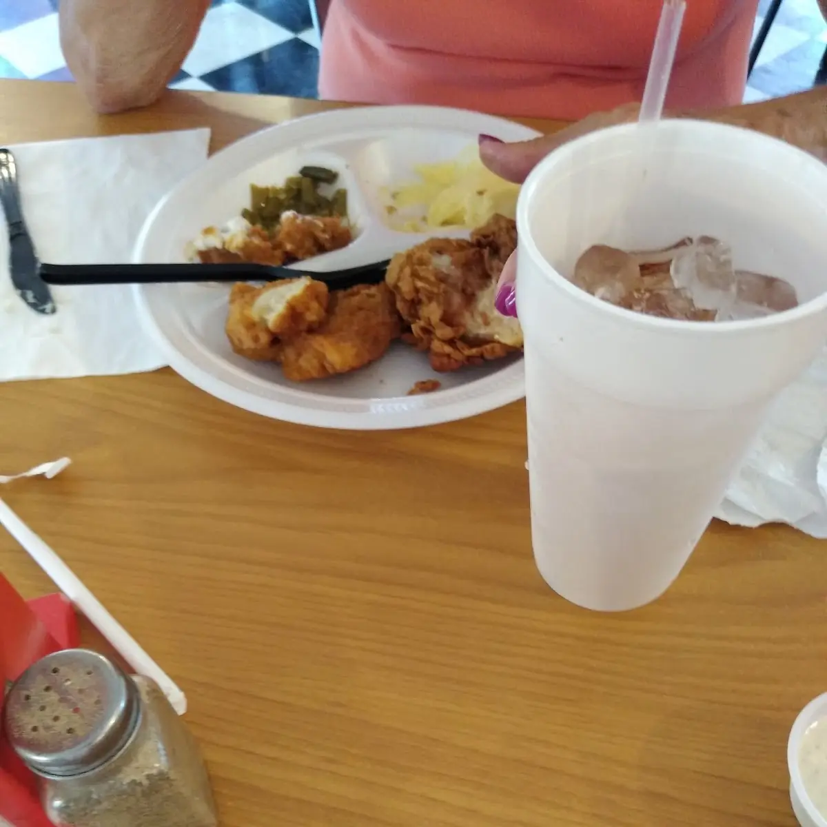 Fried Chicken Fish Green Beans and Corn