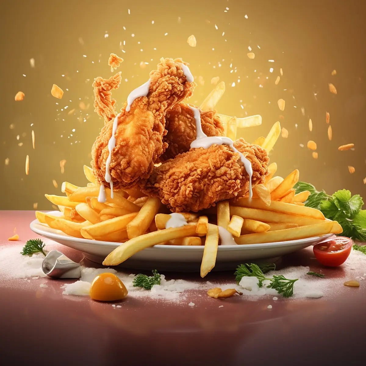 Fried Chicken with Fries