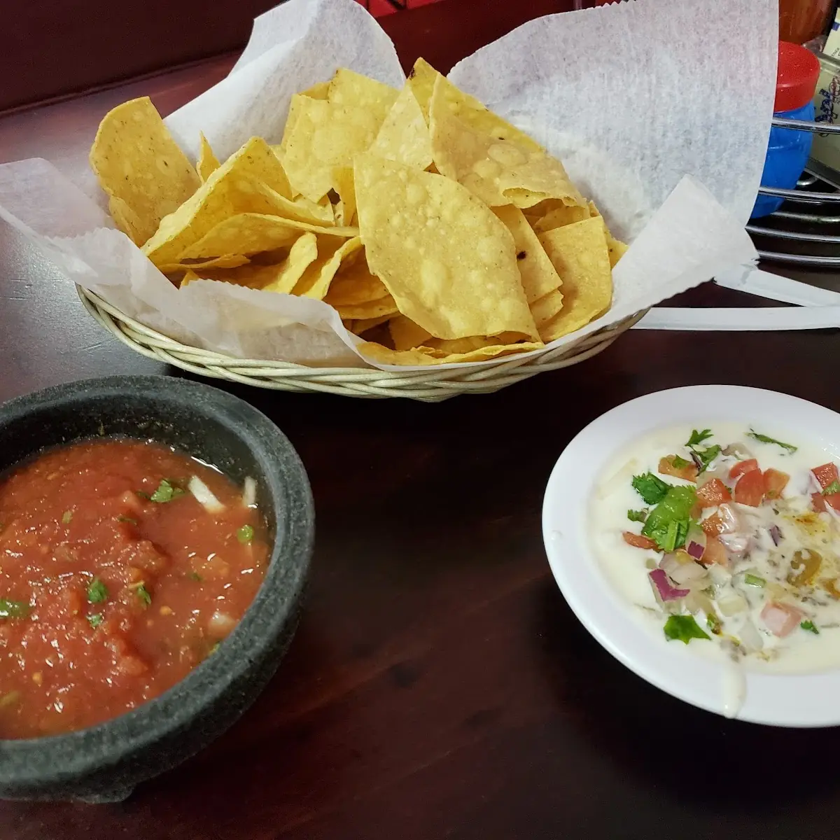 Chips Salsa and La Antigua Dip