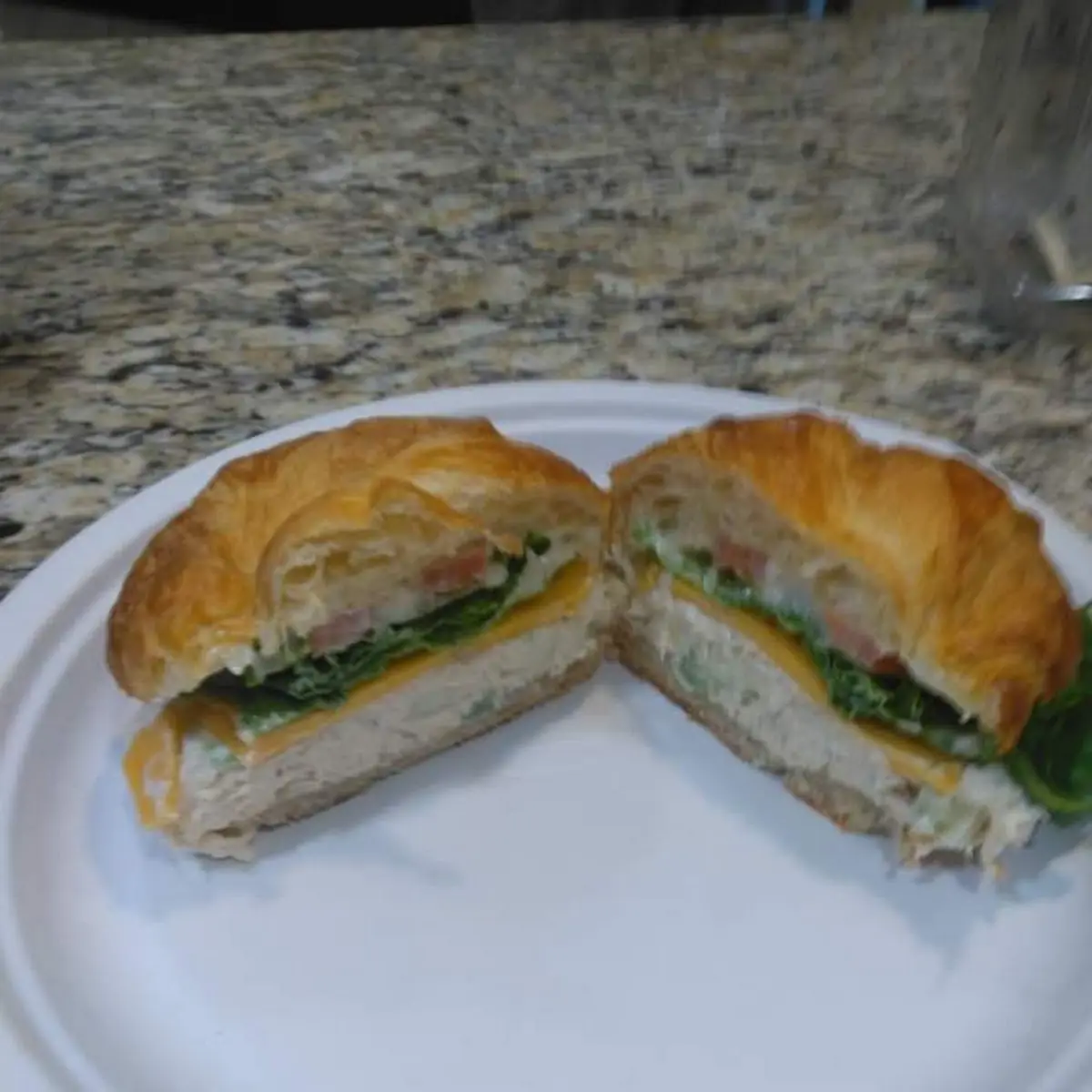 Chicken Salad and Cheddar Cheese on a Croissant