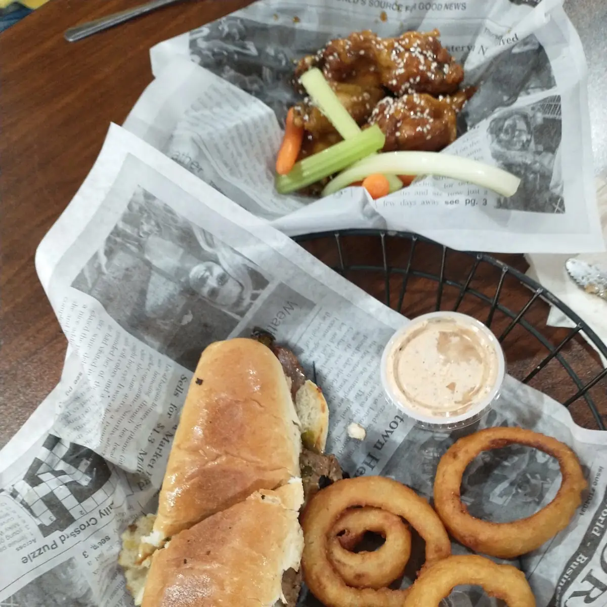 Philly Cheese Steak Sandwich with Onion Rings