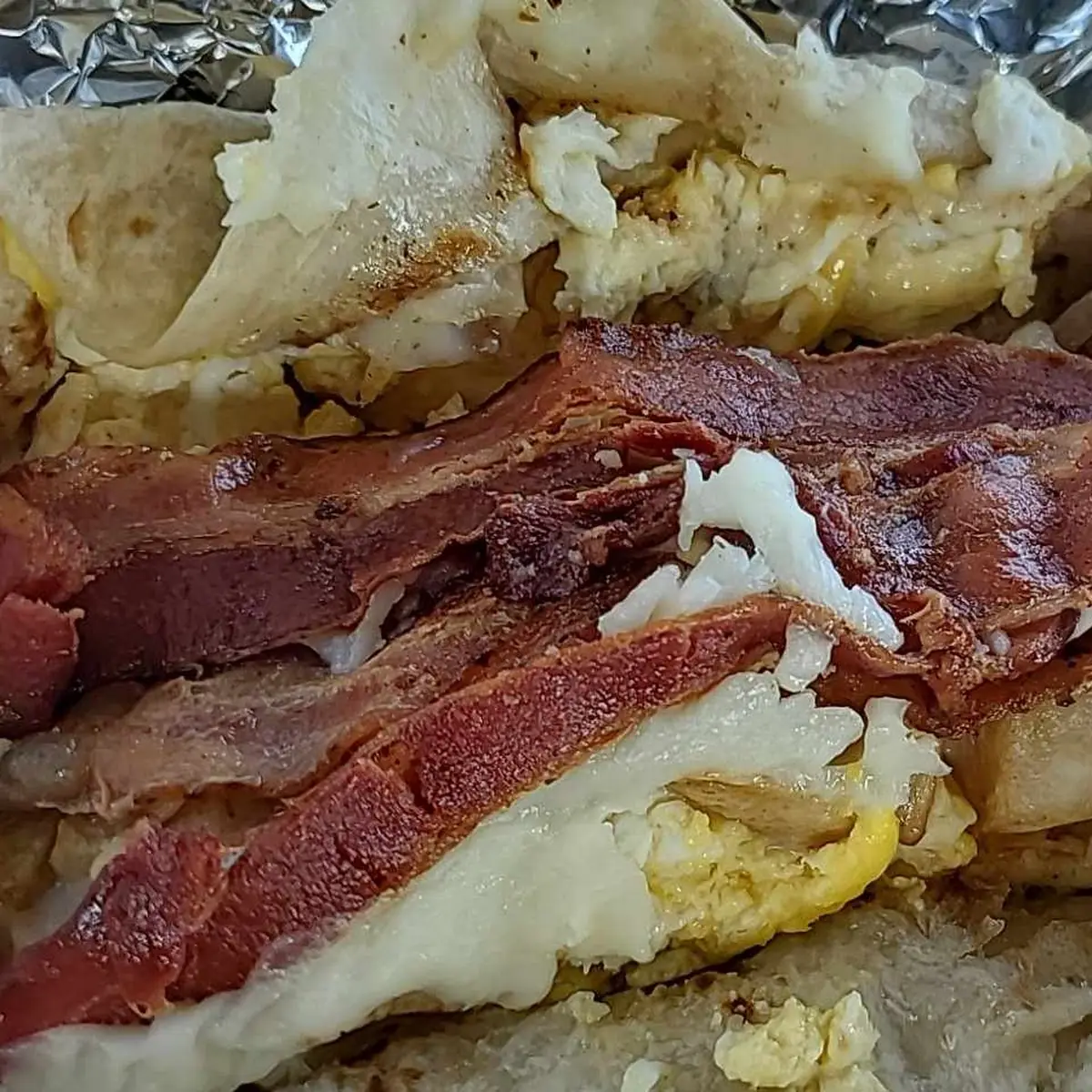 Breakfast Burrito with Bacon Eggs Beans Cheese