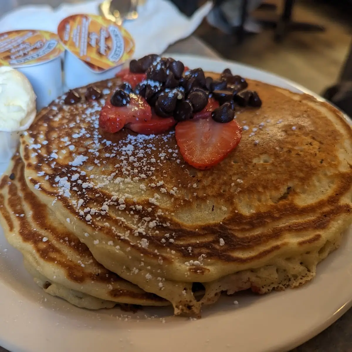 Strawberry and Chocolate Chip Pancakes