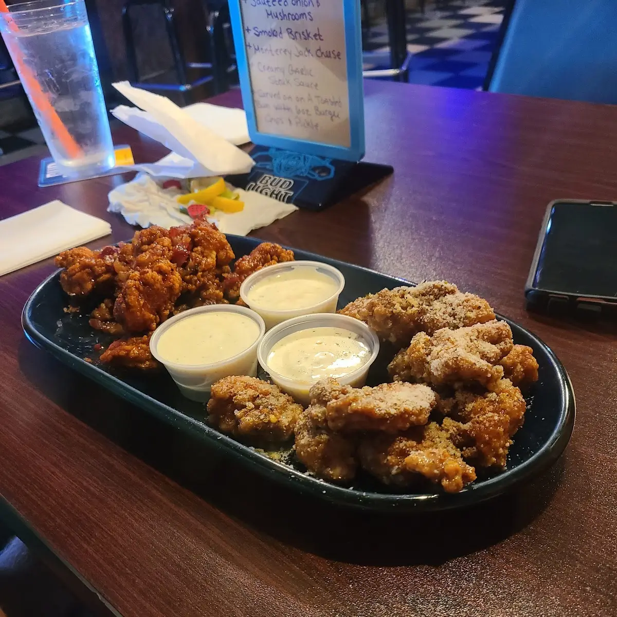 Maple Bacon Wings and Garlic Parm Wings