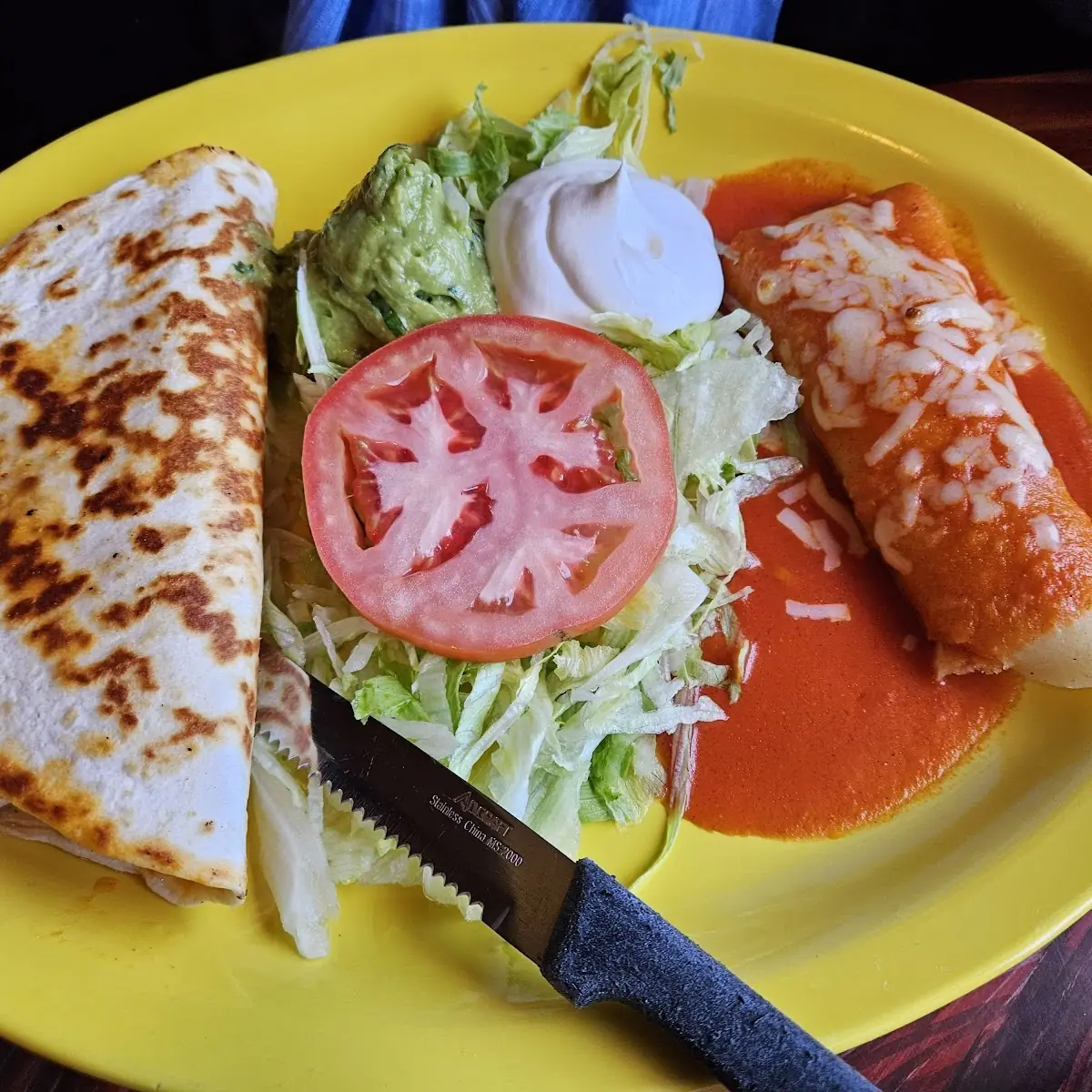 Shrimp Quesadilla & Cheese Enchilada