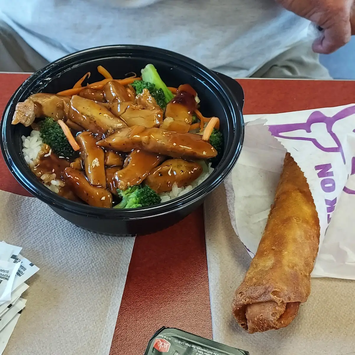 Teriyaki Chicken Bowl with Egg Roll