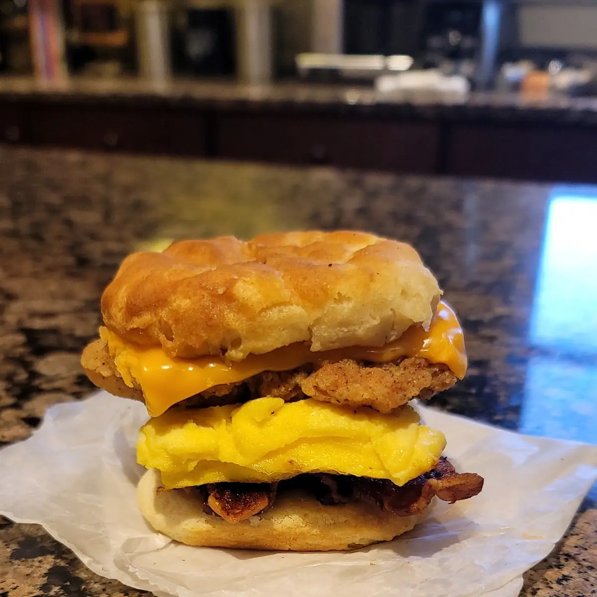 Chicken Bacon Egg and Cheese Biscuit