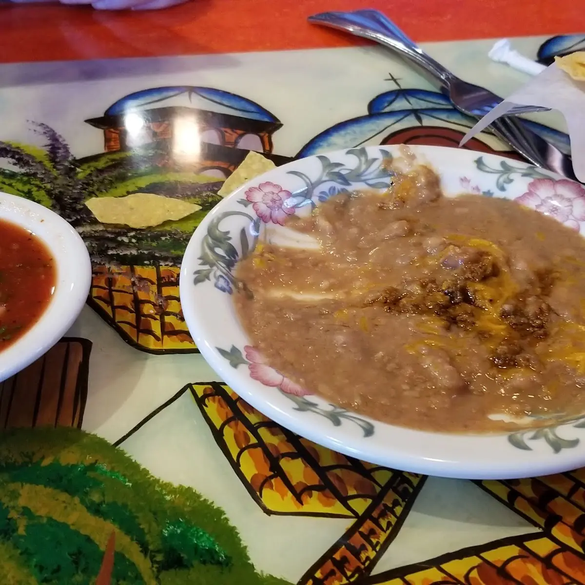 Salsa and Refried Beans