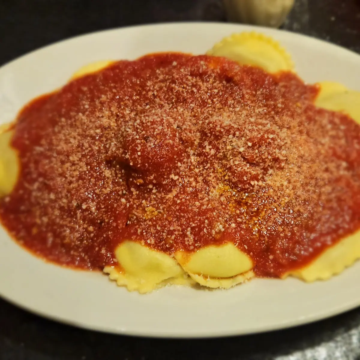 Spinach and Cheese Ravioli with Meatballs