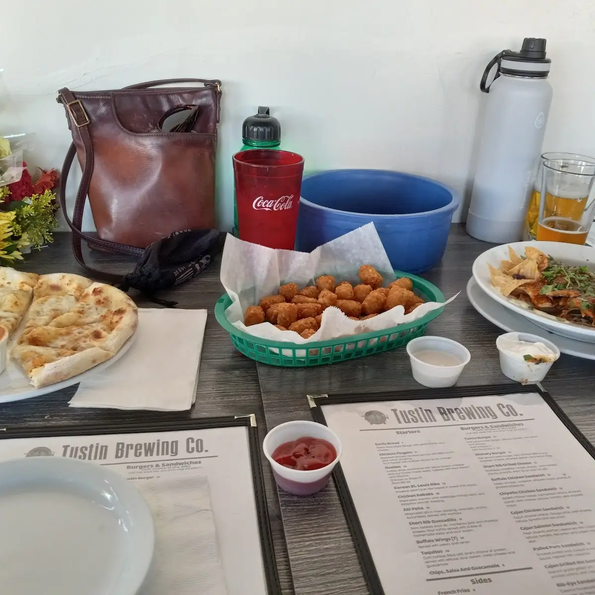 Appetizers Garlic Bread Tator Tots Nacho Plate