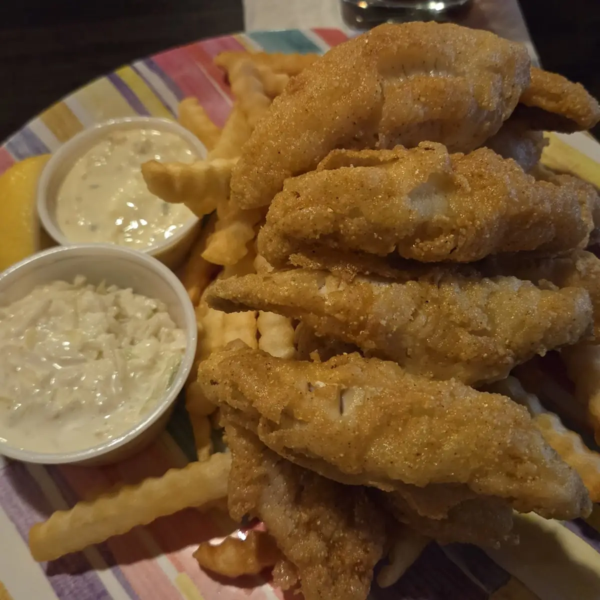 Full Perch Dinner with Onion Rings