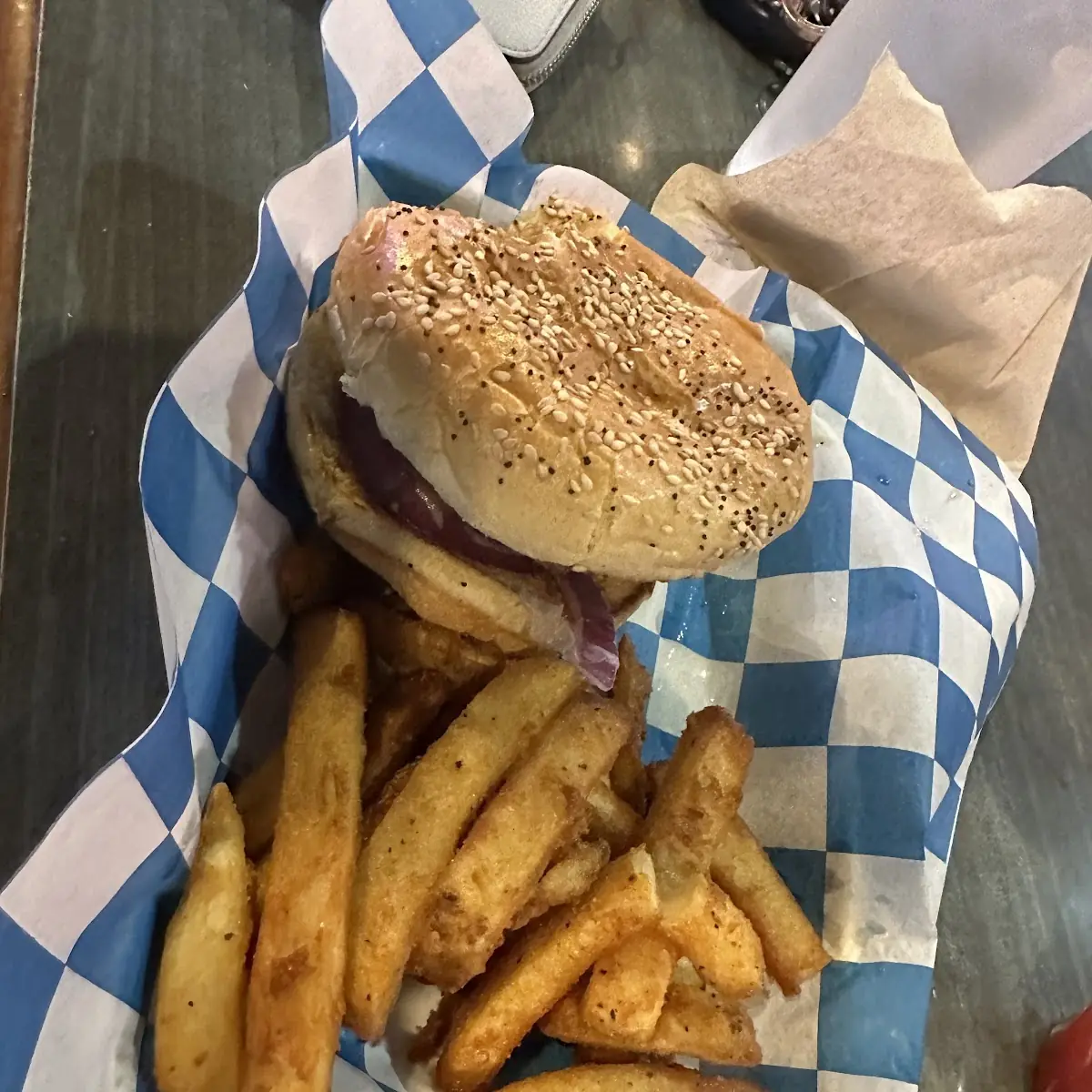 Double Hamburger with Seasoned Fries