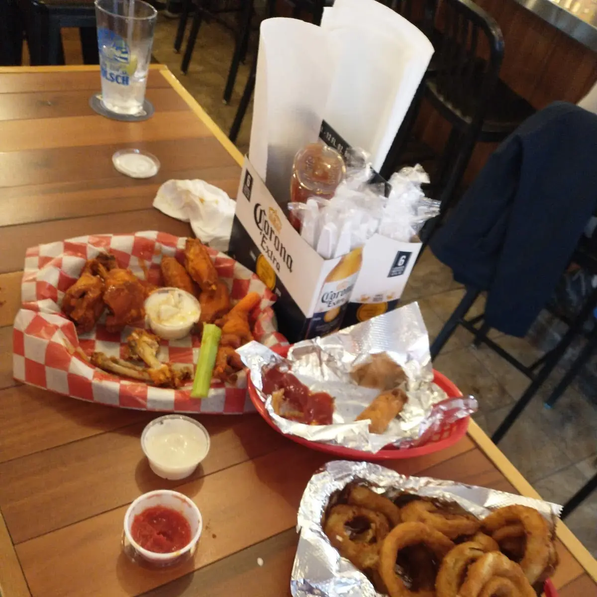 Chicken Wings Onion Rings Pizza Logs