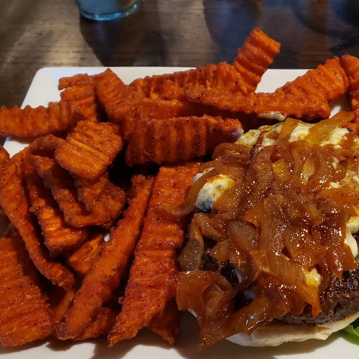 Blue Cheese Burger Sweet Potato Fries