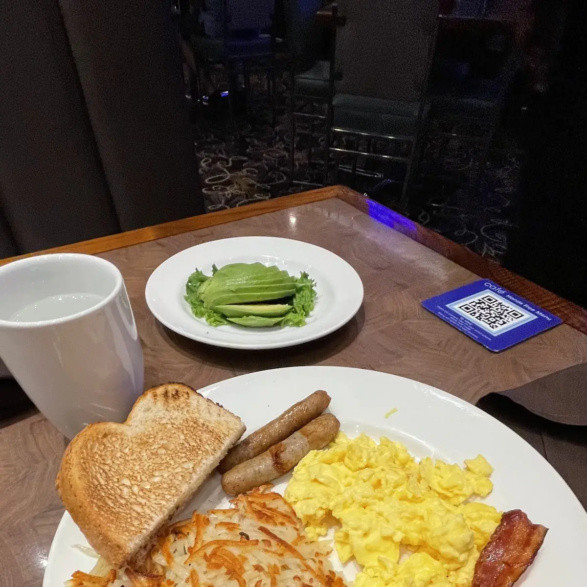 Eggs Sunny Side Up with Bacon and Hash Browns