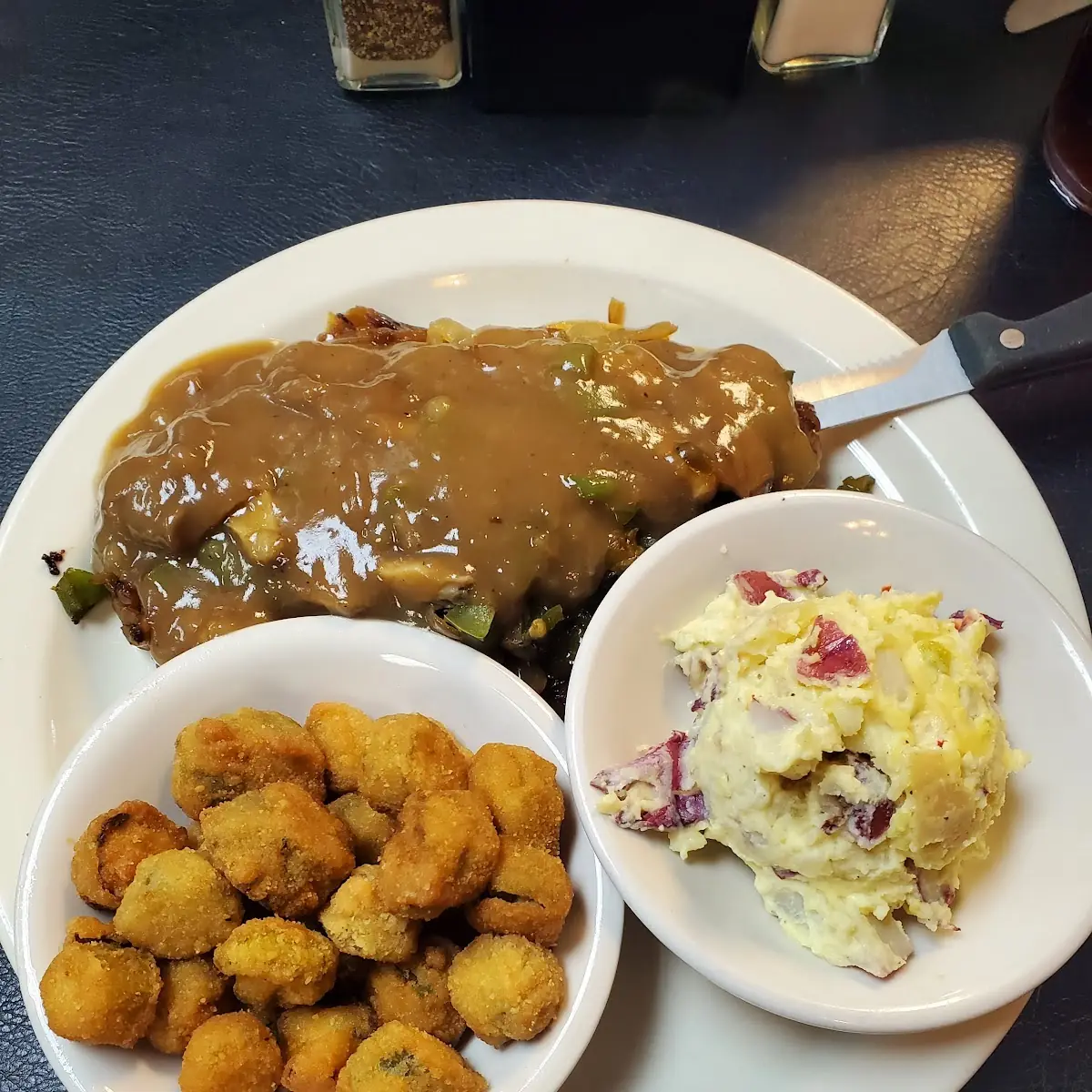 Hamburger Steak Okra Potato Salad
