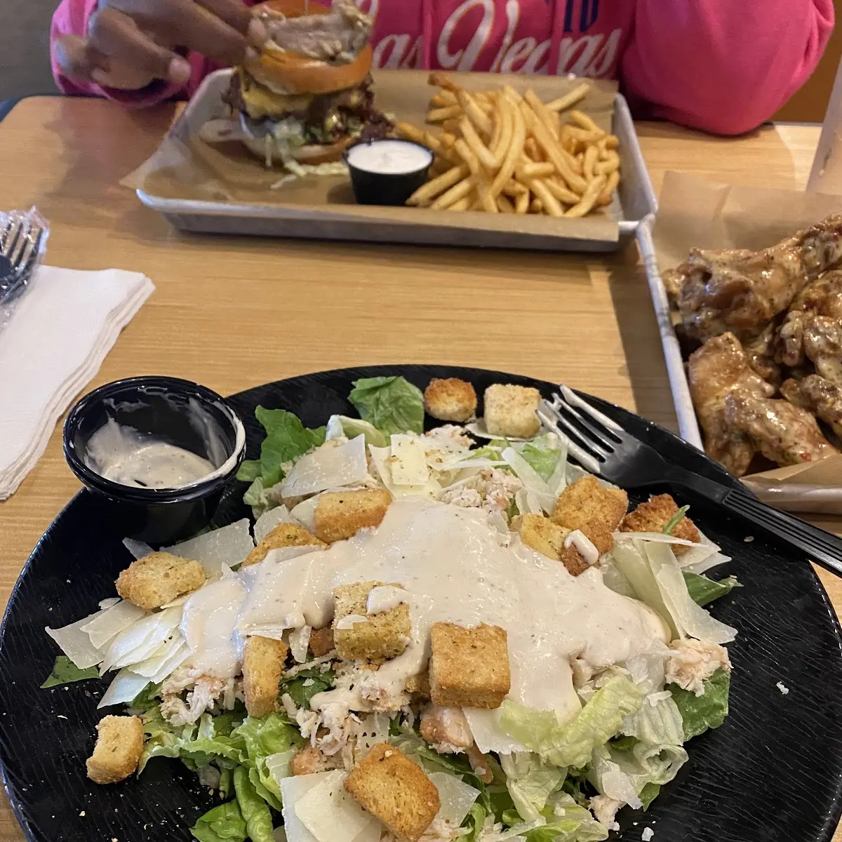 Cesar Salad with Grilled Chicken and Blue Cheese Dressing