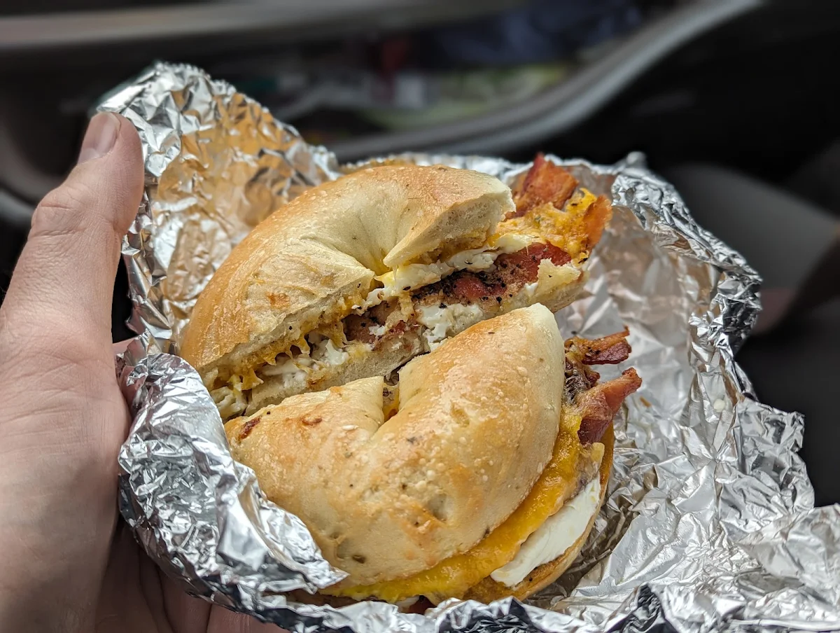 Bacon Egg Cheese and Cream Cheese Bagel