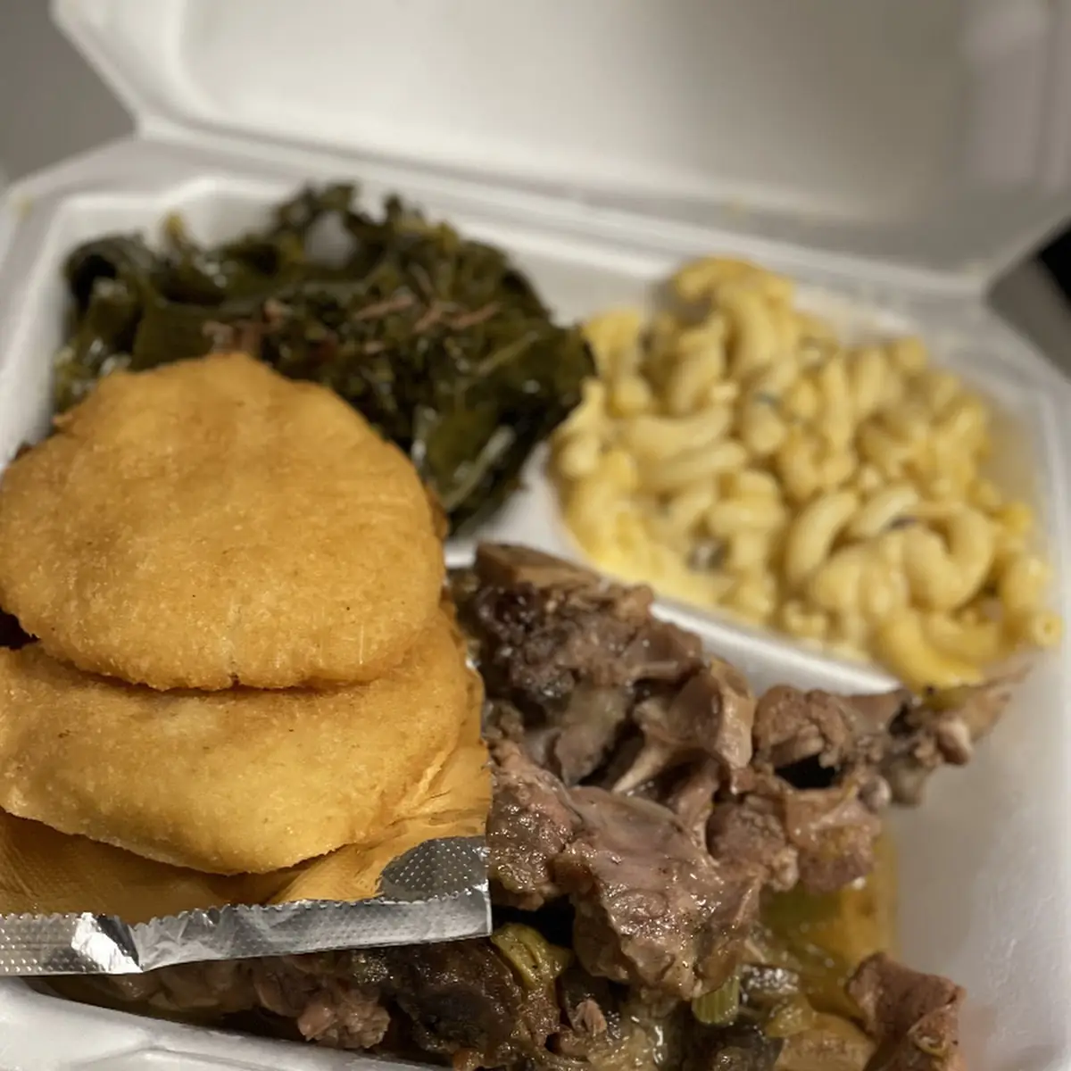 Neckbones Mac and Cheese Collard Greens & Hot Water Cornbread