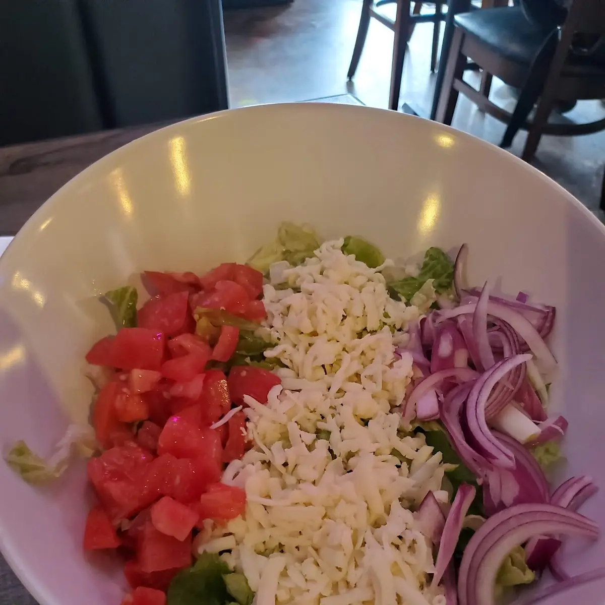 Full House Salad with Red Onion Tomato Mozzarella