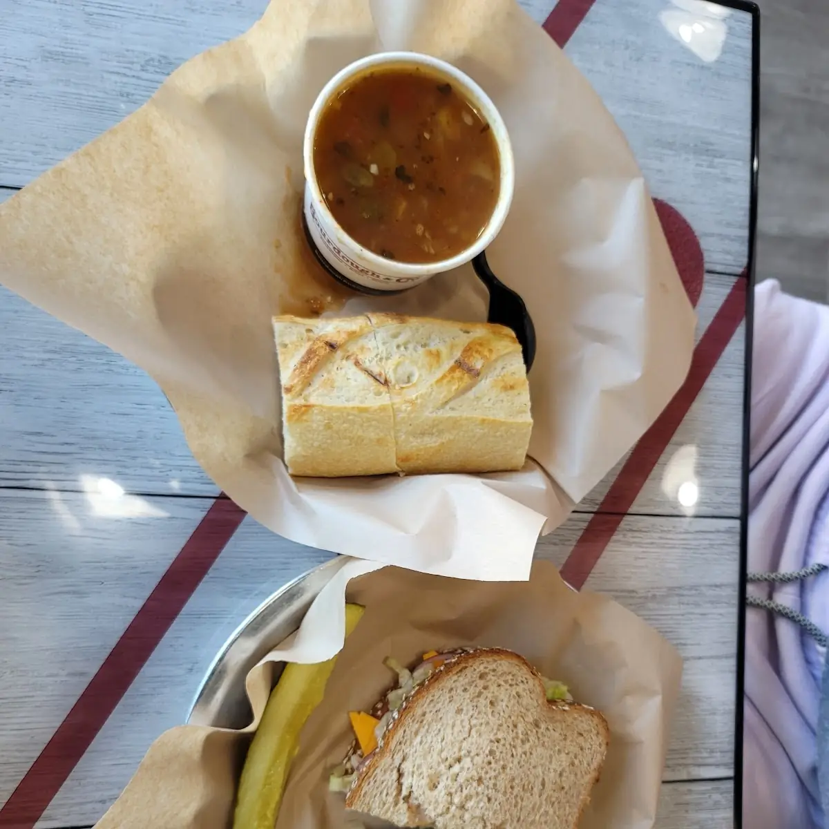 Turkey Sandwich and Vegetable Soup