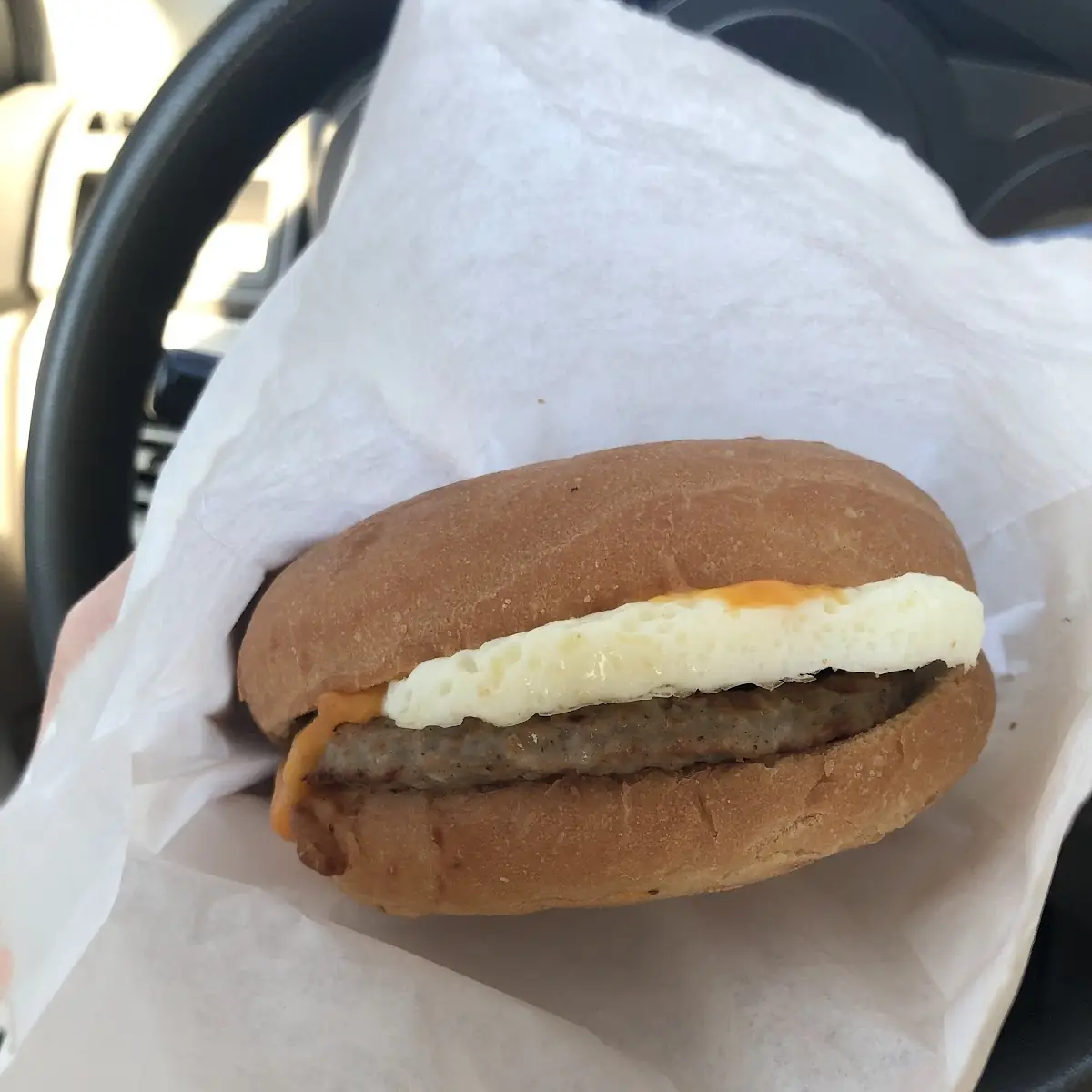 Sausage Egg Cheese on Plain Bagel
