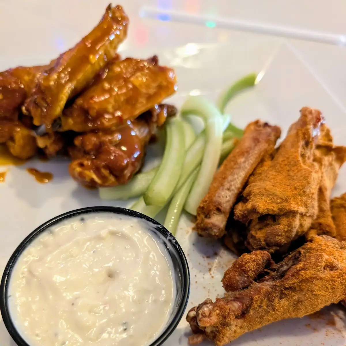 Fried Chicken Wings and Celery