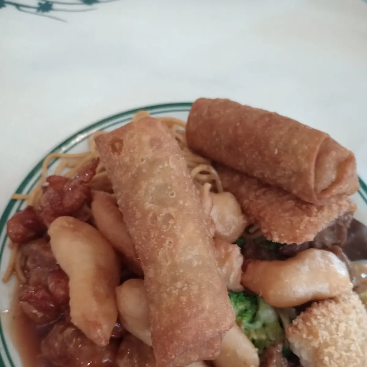 Egg Roll Sweet Sour Chicken Noodles