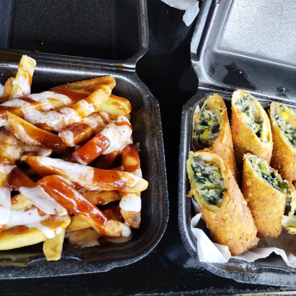 Egg Rolls and Loaded Fries