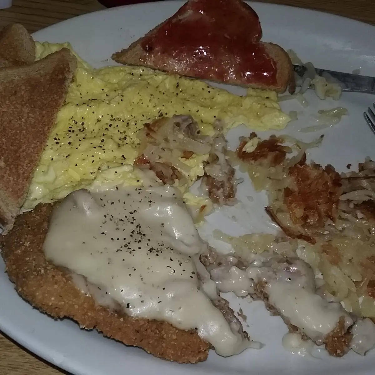 Chicken Fried Steak and Eggs with Hash Browns