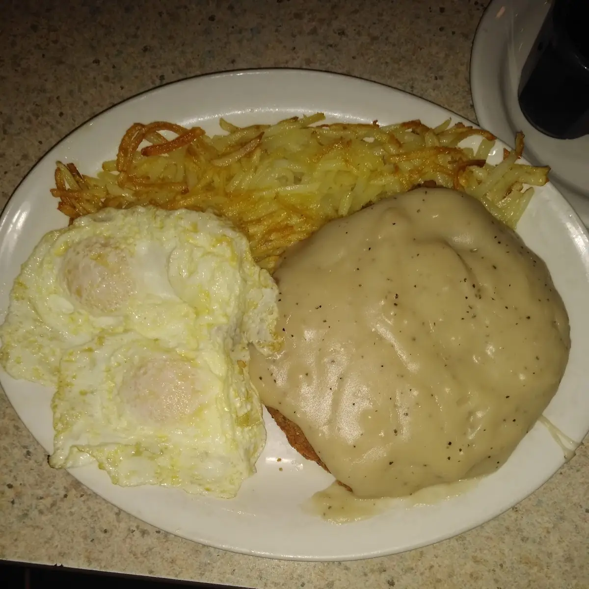 Country Fried Steak Eggs & Hashbrowns