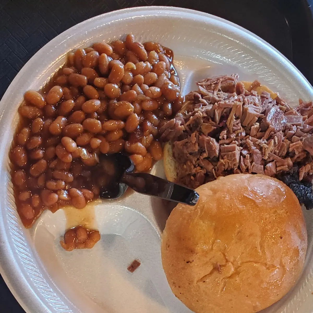 Brisket Sandwich and Baked Beans
