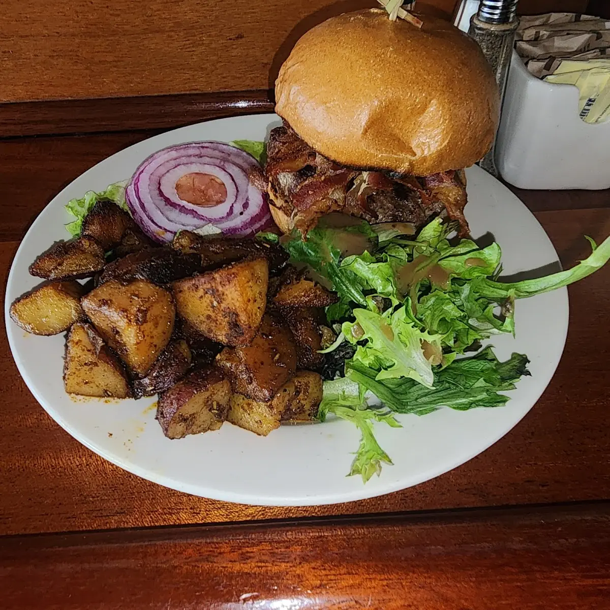 Brunch Burger with Home Fries & Salad