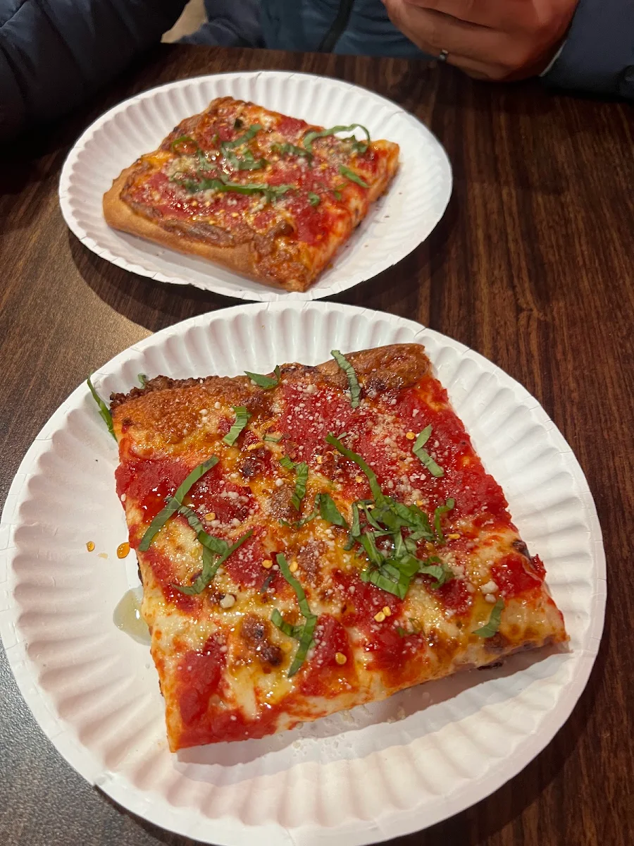 Square Pizza Slice with Basil