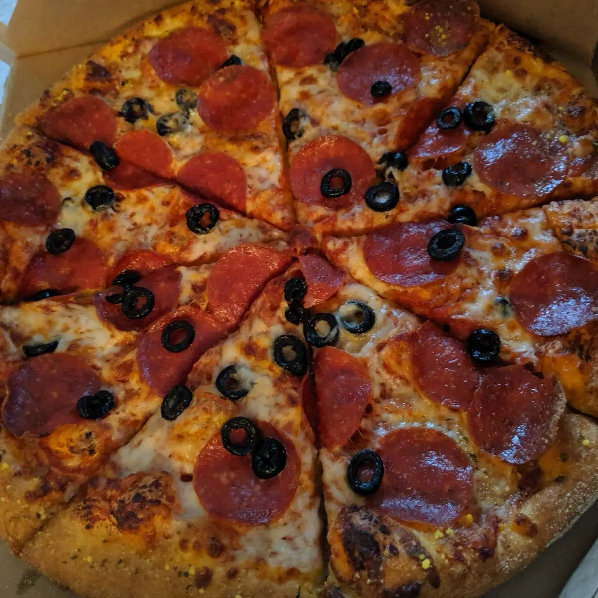Pepperoni and Olive Pizza