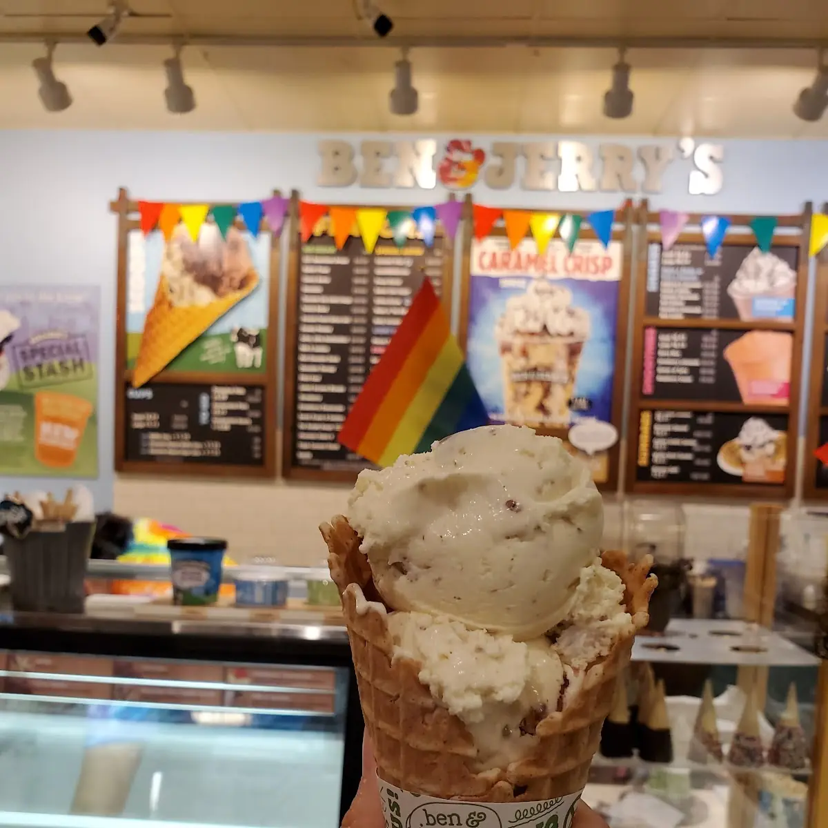 Butter Pecan Ice Cream in Waffle Cone