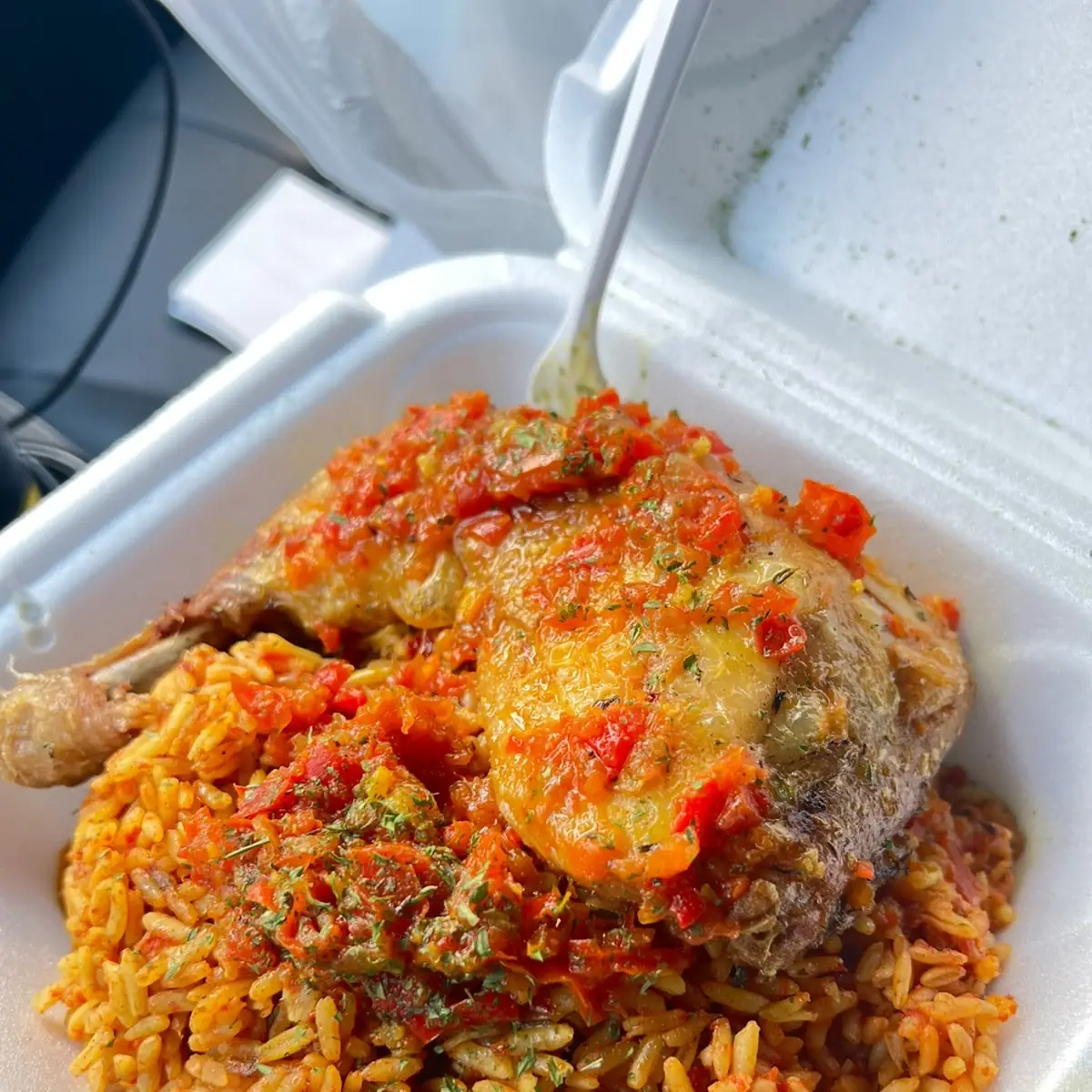 Jollof Rice and Stewed Chicken