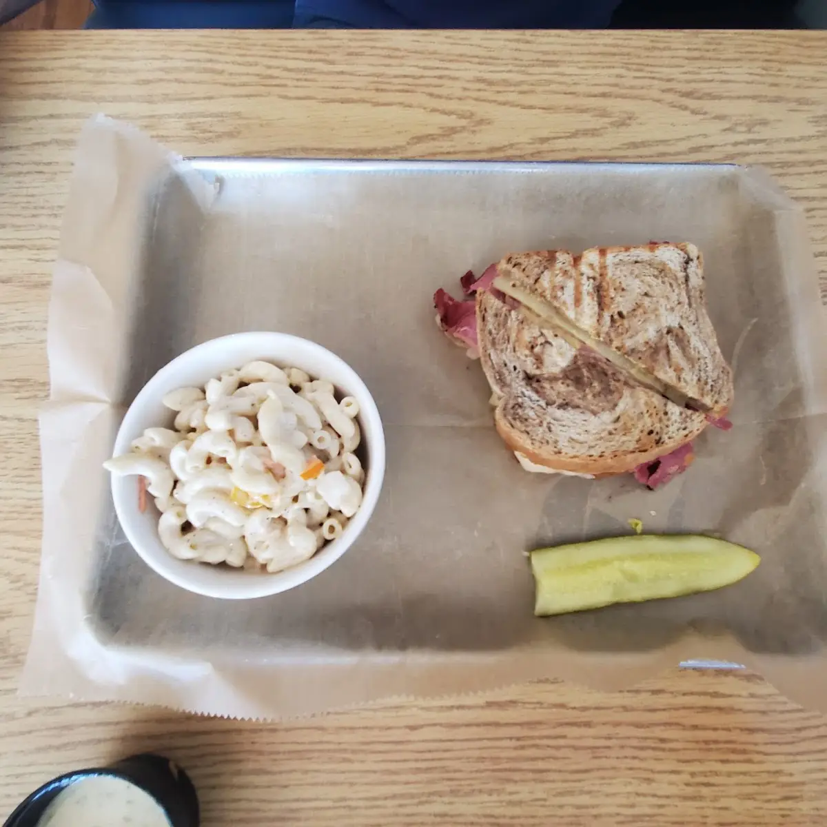 Reuben Sandwich and Macaroni Salad