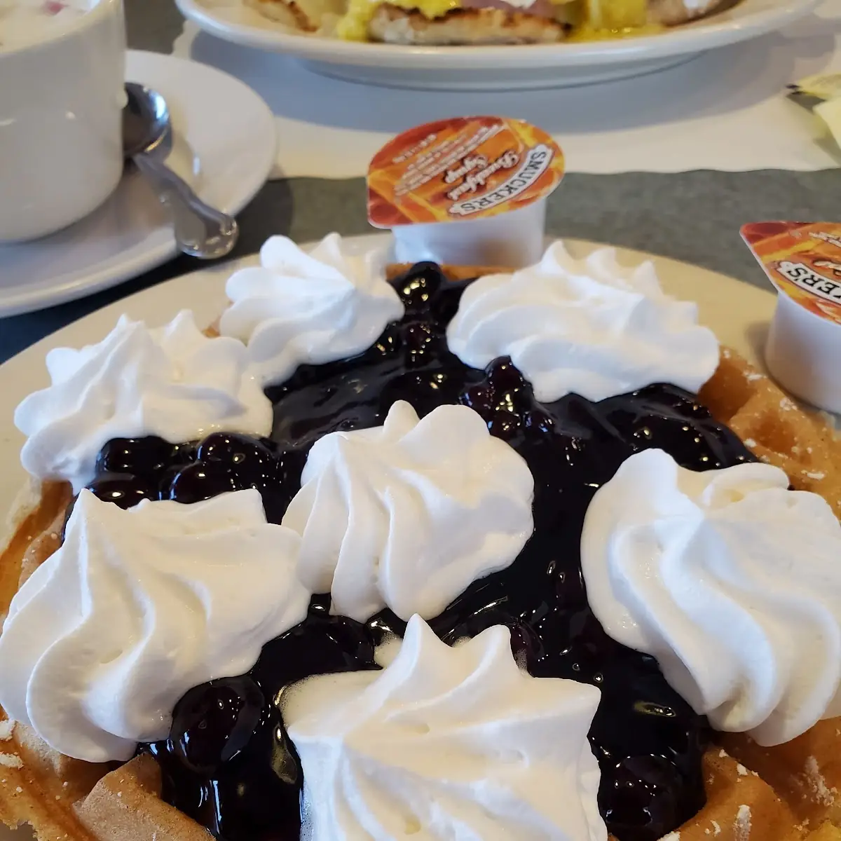 Belgian Waffle with Blueberry Compote