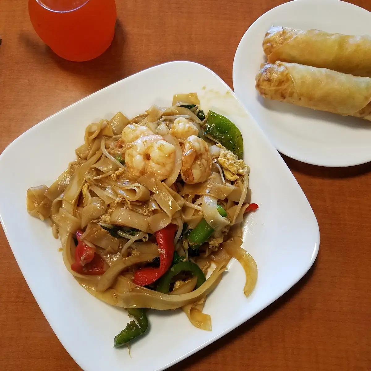 Drunken Noodles and Spring Rolls