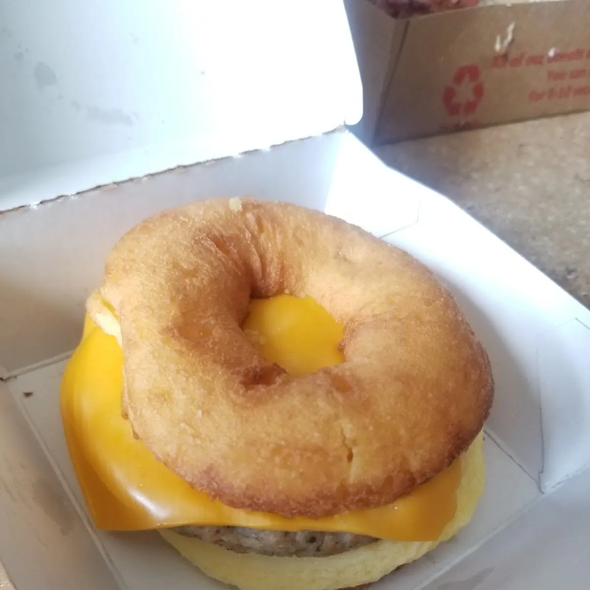 Take Home Donut Sausage Egg & Cheese Breakfast Sandwich