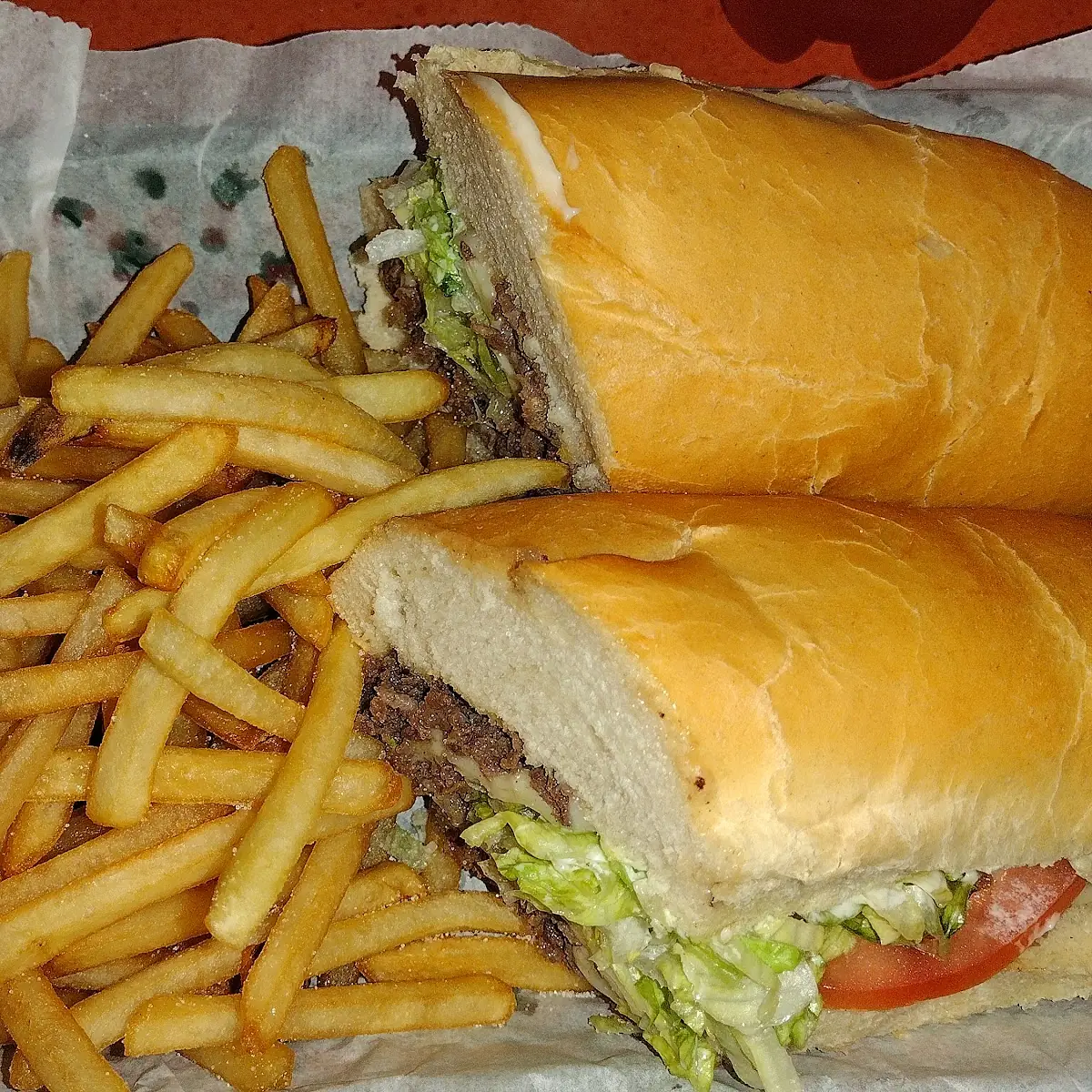 Steak and Cheese Sub with Cheese Fries