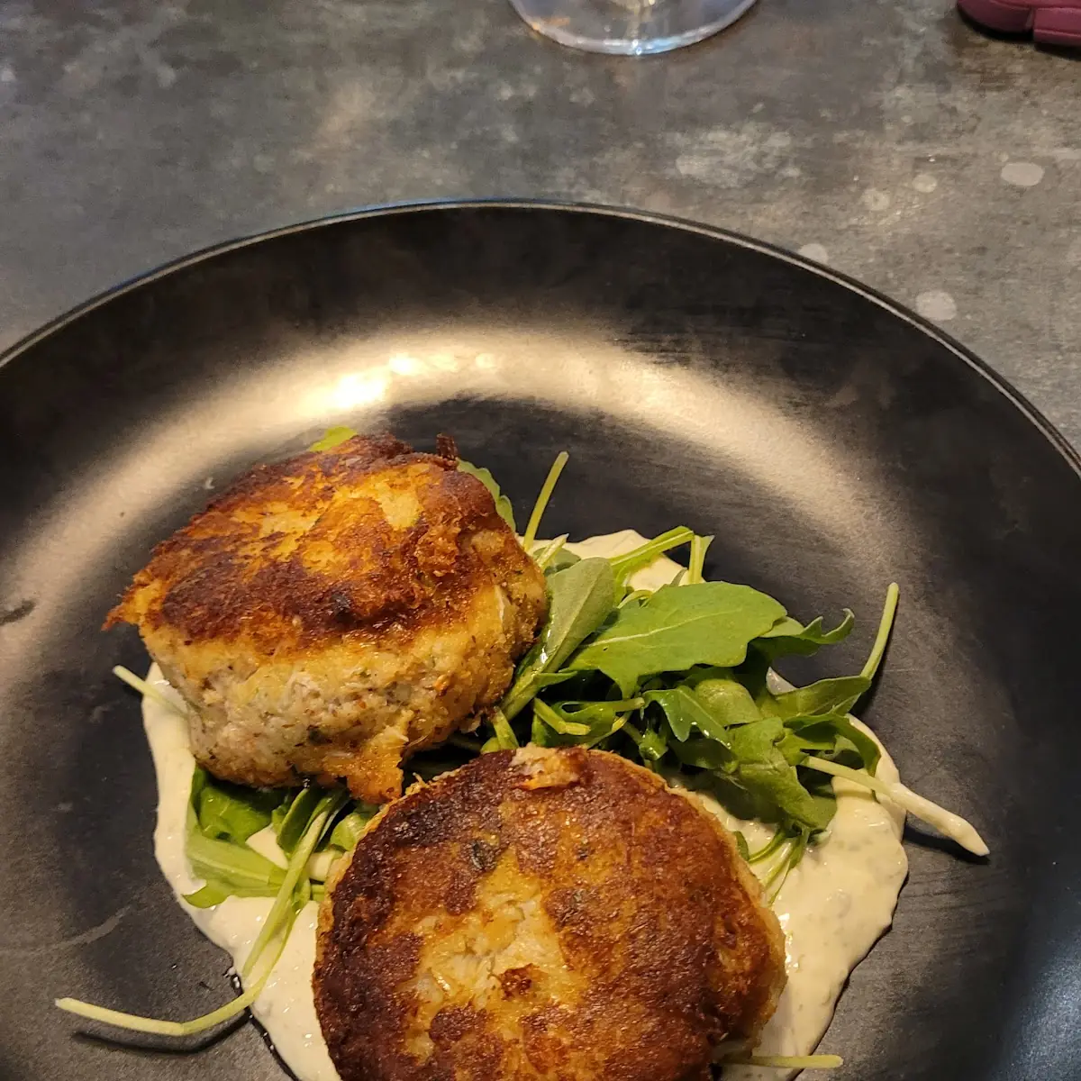 Crab Cakes Jalapeno Tartar Sauce Arugula