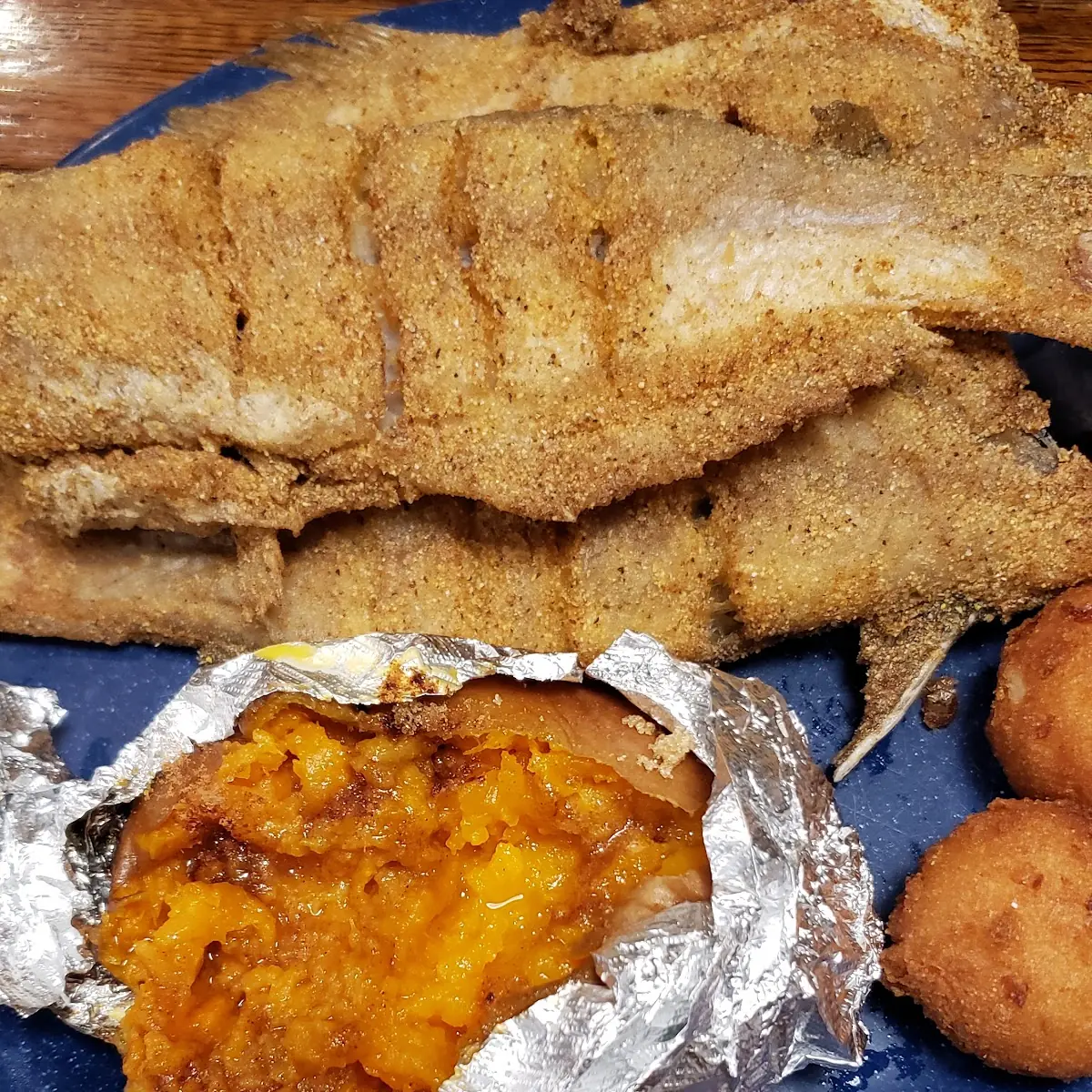 Fried Whole Catfish with Sweet Potato
