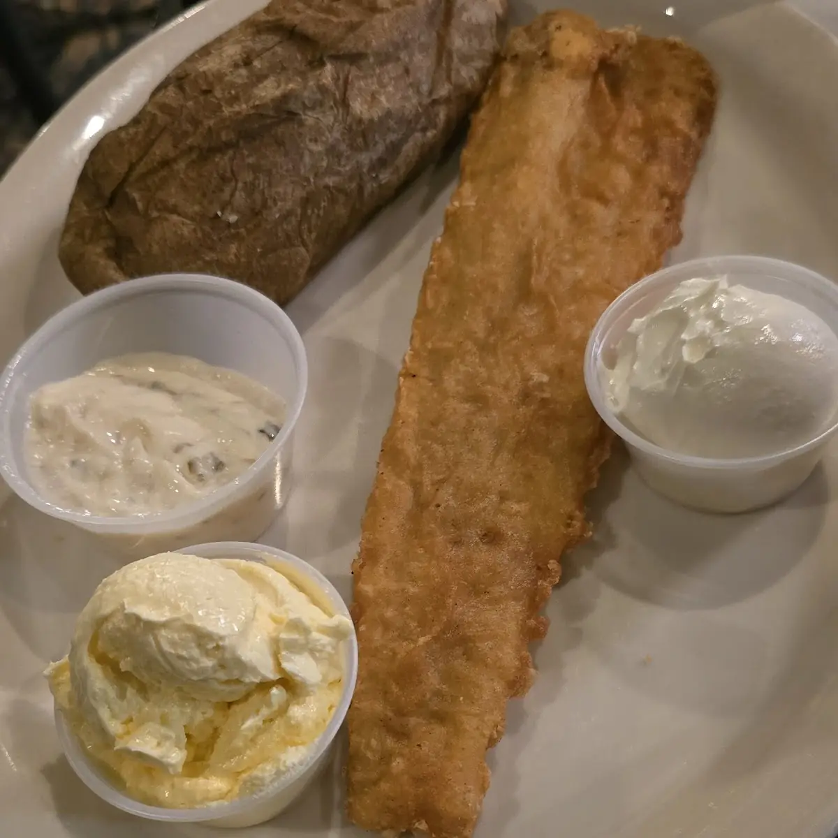 Beer Battered Cod and Baked Potato