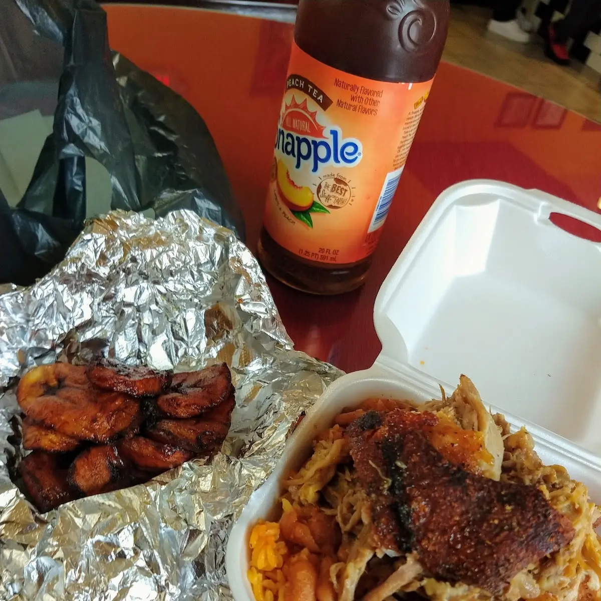 Pork Rice & Beans and Fried Plantain