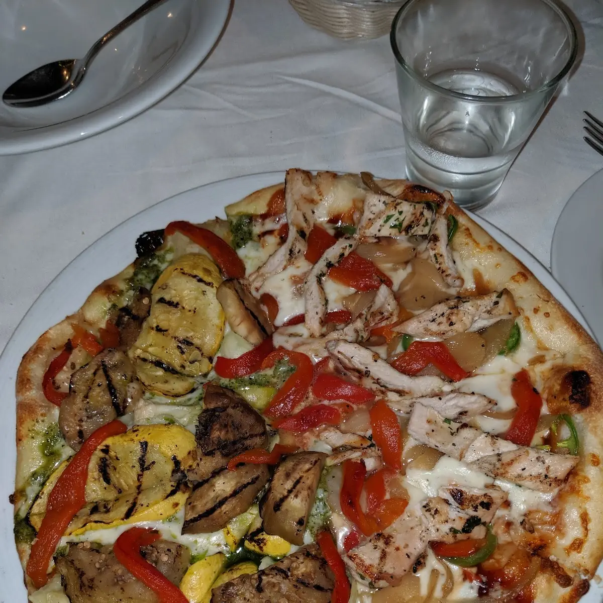 Half Veggie Half BBQ Chicken Pizza