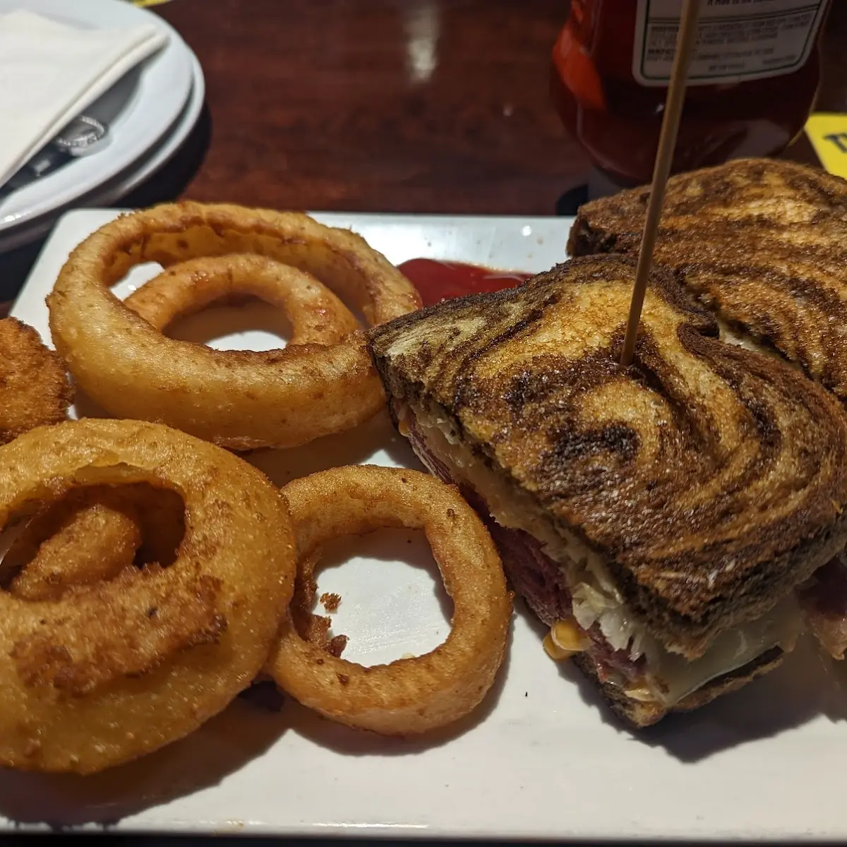 Reuben with Onion Rings